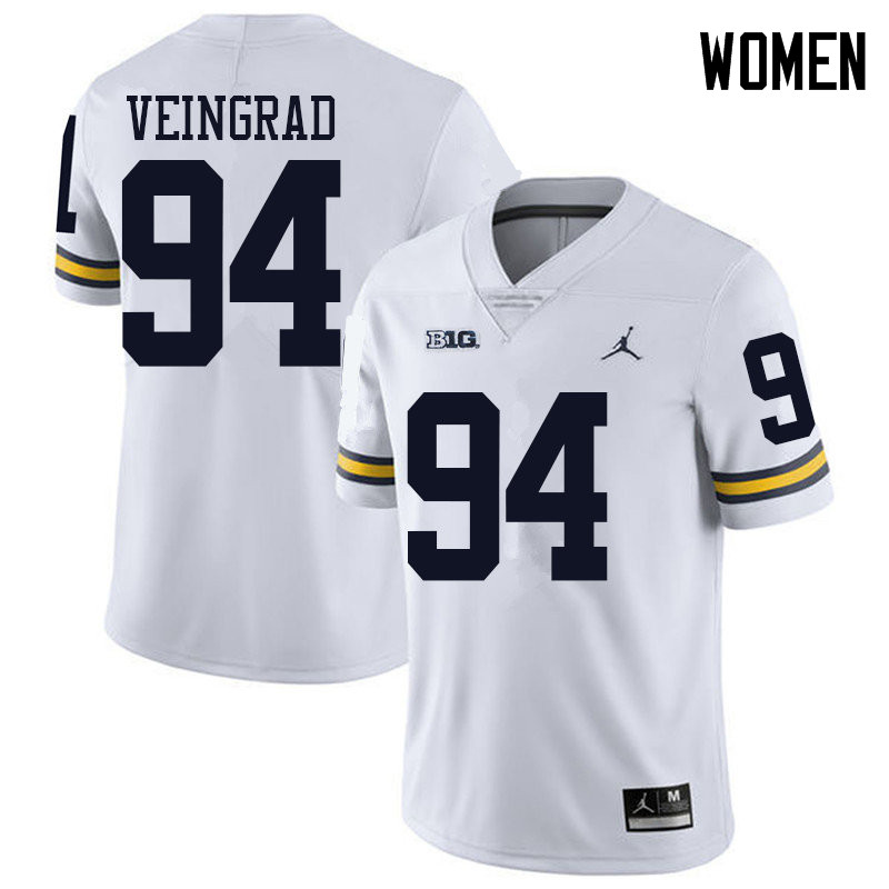 Jordan Brand Women #94 Ryan Veingrad Michigan Wolverines College Football Jerseys Sale-White